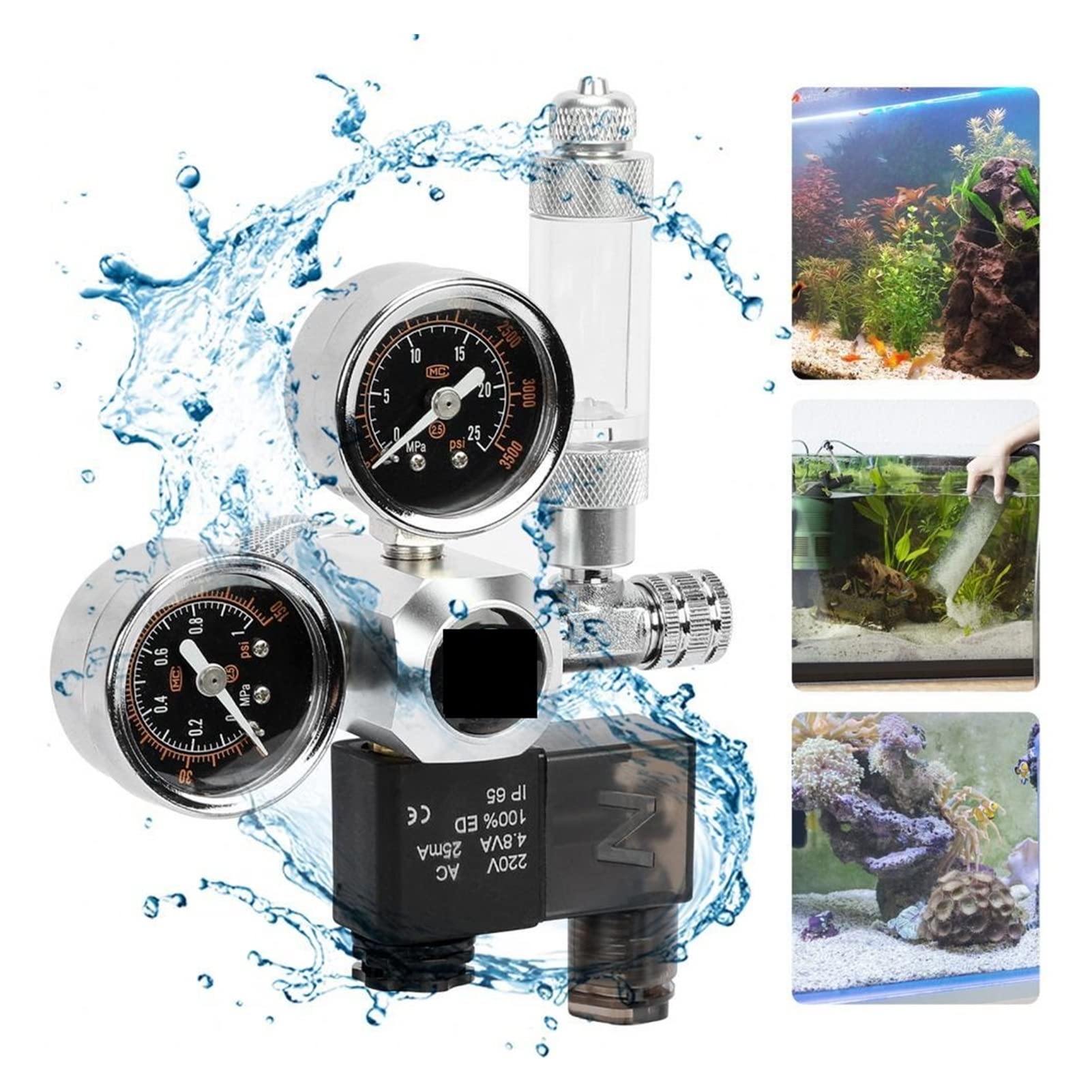 Wskaźnik regulatora CO2 Akwarium CO2 Regulator elektromagnesu bez upływu akwarium CO2 Regulator Niski zużycie energii Dobra wytrzymałość dla piwa domowego z beczki