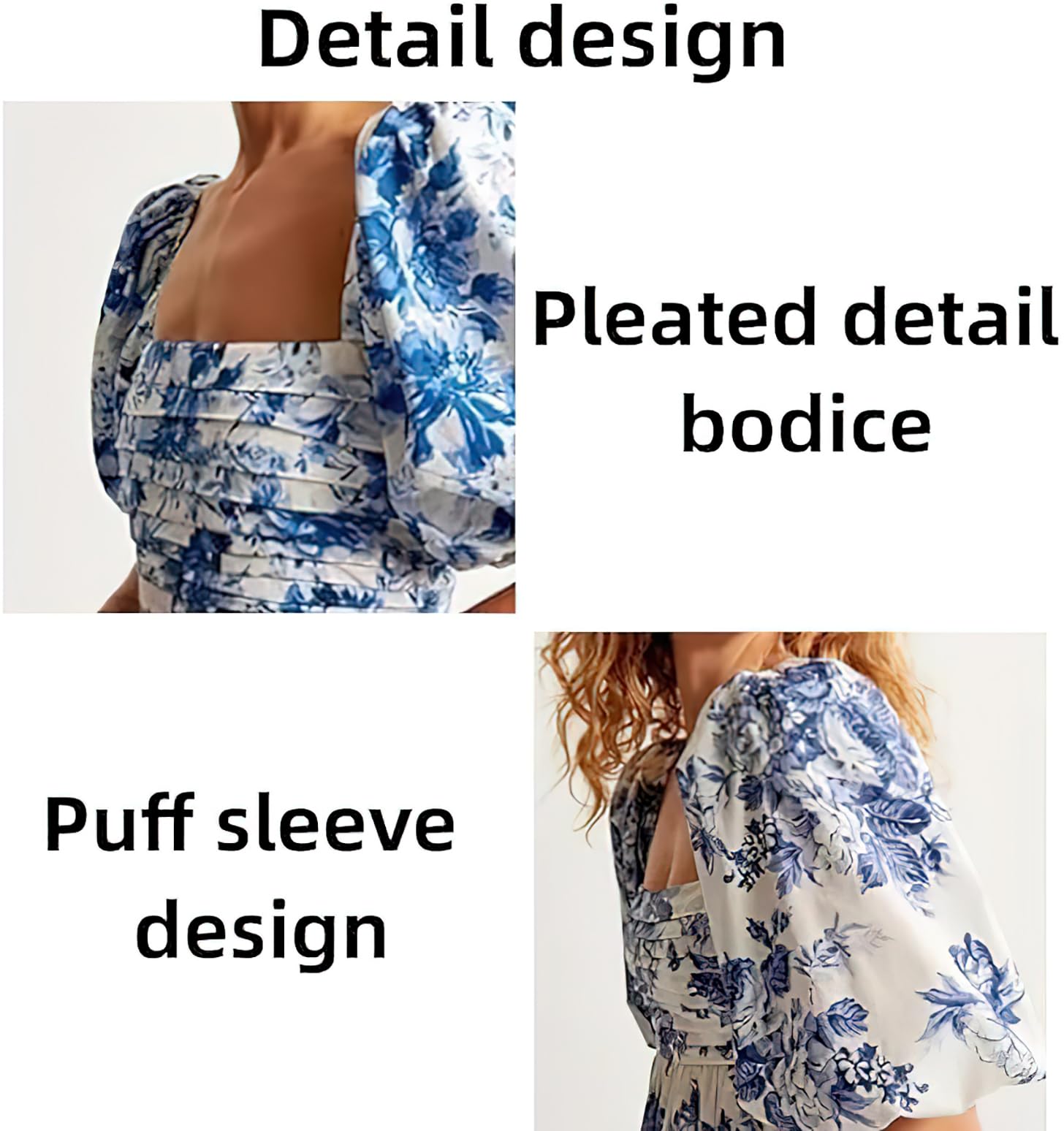 Hivebabe Vestito, Manica Puff Midi Vestito,Flowy Beach Floral Ruffle Midi Abiti con Tasche Vestito, WFFUO, Verde chiaro, 3XL