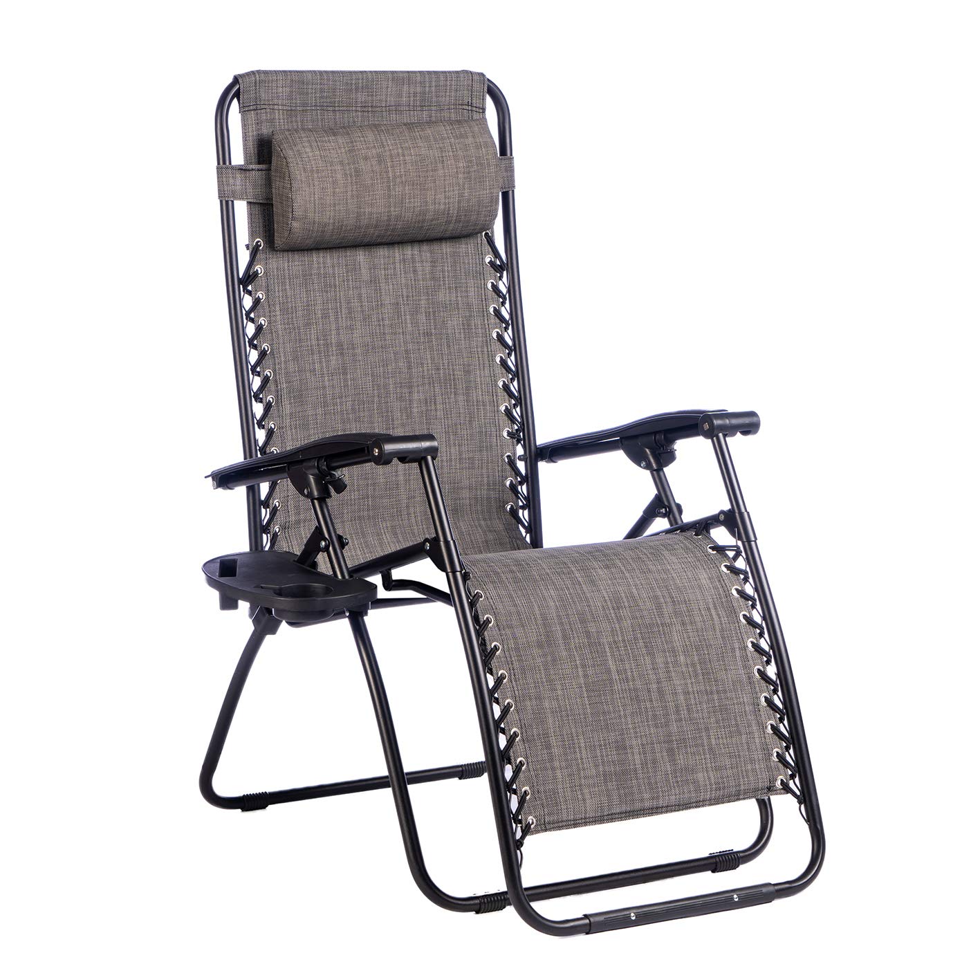 Enrico Coveri Sedia Sdraio Relax Reclinabile Con Cuscino Imbottito E Portaoggetti, Struttura In Textilene E Acciaio Con Tubolare Rinforzato, Perfetta Per Casa e Giardino (Grigio)