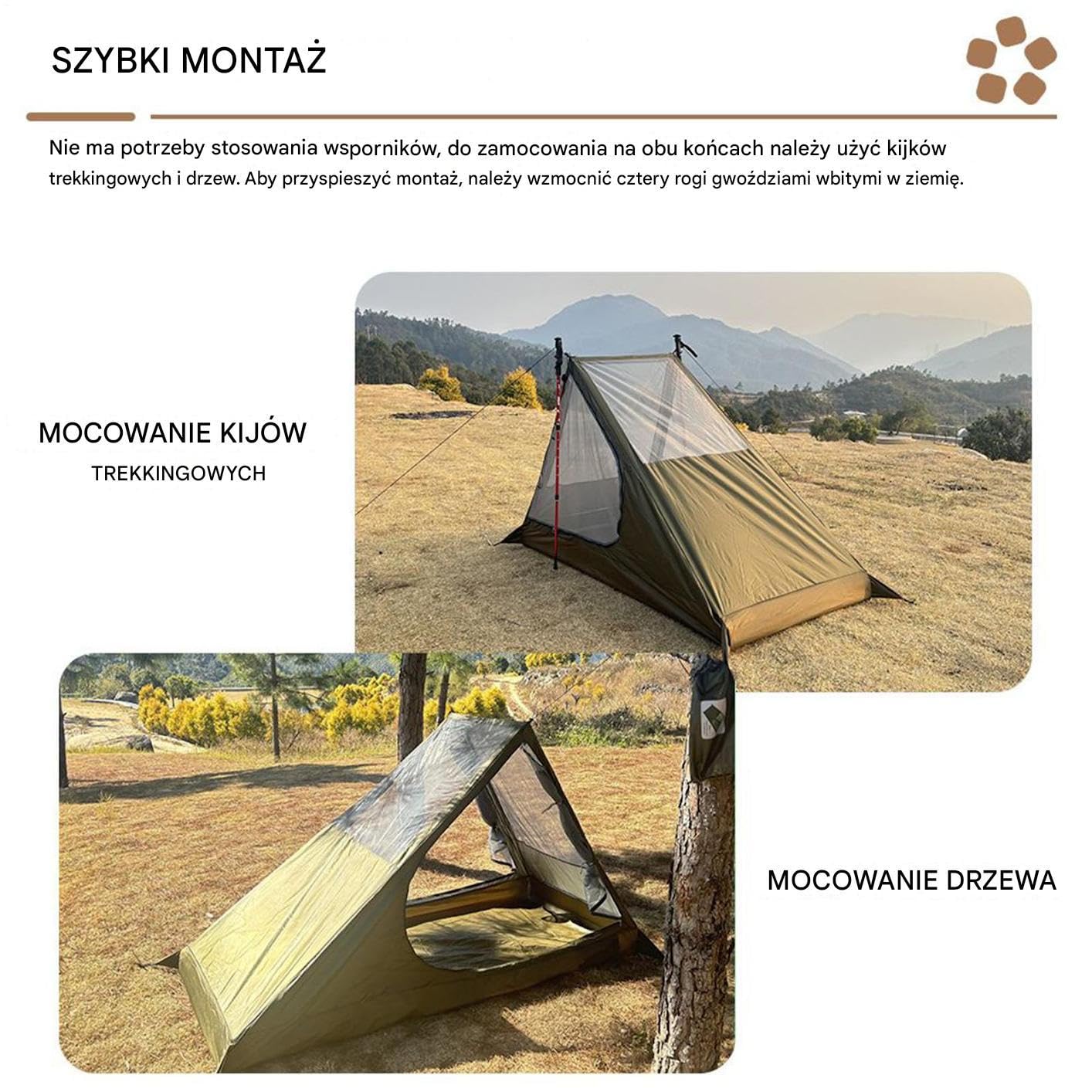 Namiot 1-osobowy trekkingowy turystyczny Daszek Schronienie Siatka | Namiot 1-osobowy Idealny na plażę, patio, piknik, festiwal, wędrówki, polowanie oraz