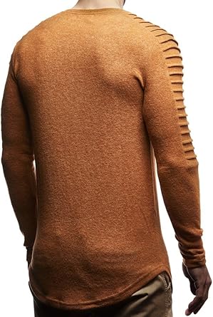 Leif Nelson N1935 Gebreide trui voor heren, met ronde kraag, fijn gebreide trui voor de winter, ronde hals, slim fit, lange mouwen, ronde hals, ecru, XXL