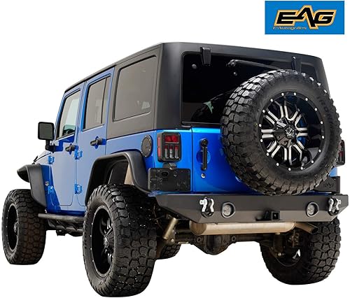 Miniatura 6 de EAG Compatible con parachoques trasero JK con portaneumáticos 07-18 Wrangler