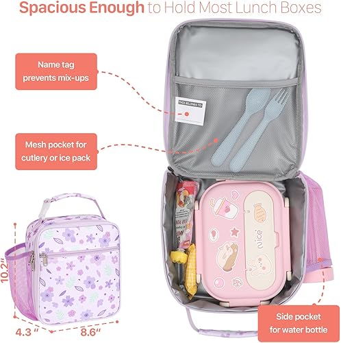 Miniatura 2 de Lonchera para niños y niñas, lonchera aislada reutilizable con soporte para botella de agua, bolsa de almuerzo para la escuela, guardería, color