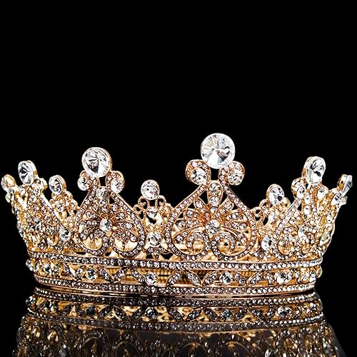 Miniatura 5 de COCIDE Corona para mujer, coronas y tiaras de cristal para niñas, diadema redonda completa de boda, accesorios para el cabello, para cumpleaños,