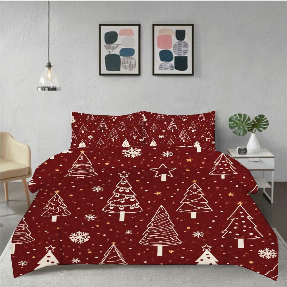 Juego de Cama 3D 240x260 cm, Tema Navideño, Set de 3 Piezas con 1 Funda NóRdica XXL y 2 Fundas de Almohada, Material EcolóGico, DiseñO Reversible, Cremallera, 8420