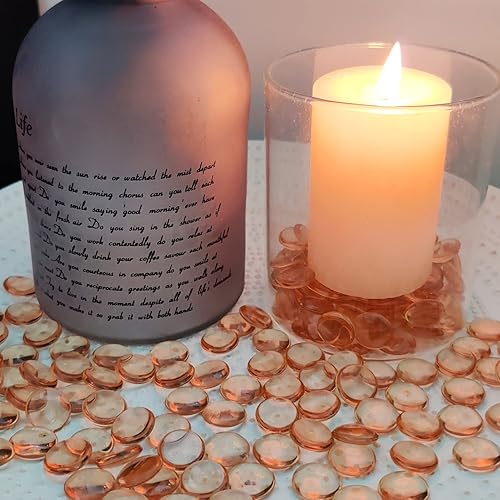 Miniatura 5 de 630 piedras preciosas de plástico de mármol plano acrílico ámbar para rellenos de jarrones de otoño, dispersos de mesa, manualidades, centros de