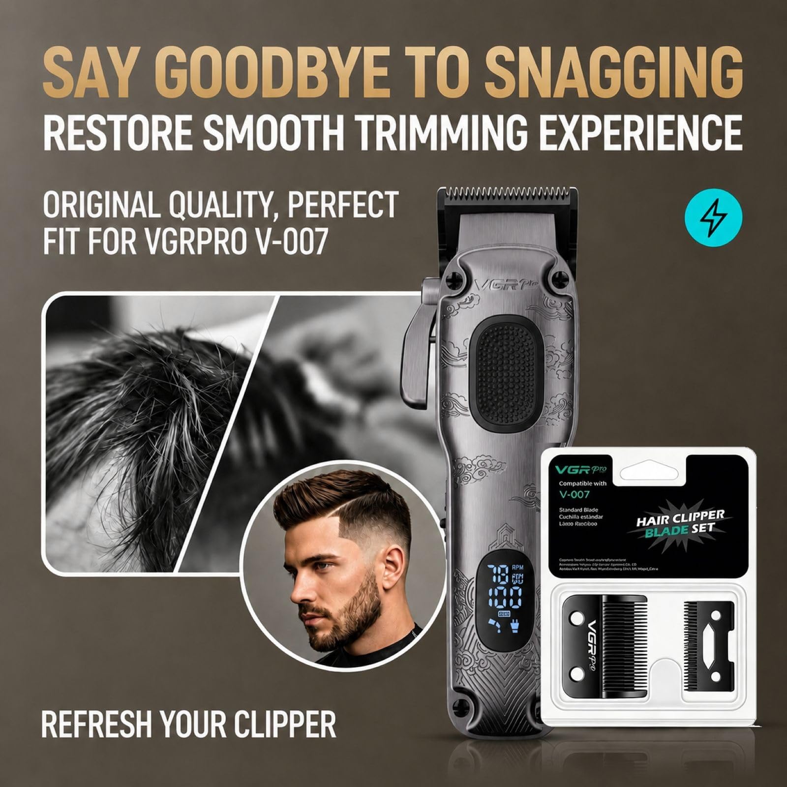 VGRPRO Haarschneider Set für Herren mit Ersatzklingen, professionelles Barber Grooming Kit für Haarschnitte, Fades, Barttrimmen, Detailarbeit, Zuhause und Salon