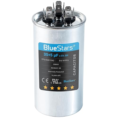 Miniatura 31 de [Listado UL] BlueStars 10 uF ± 5% MFD 370/440V CBB65 CBB65A Pieza de Repuesto de Capacitor de Arranque y Funcionamiento Ovalado - Capacitores