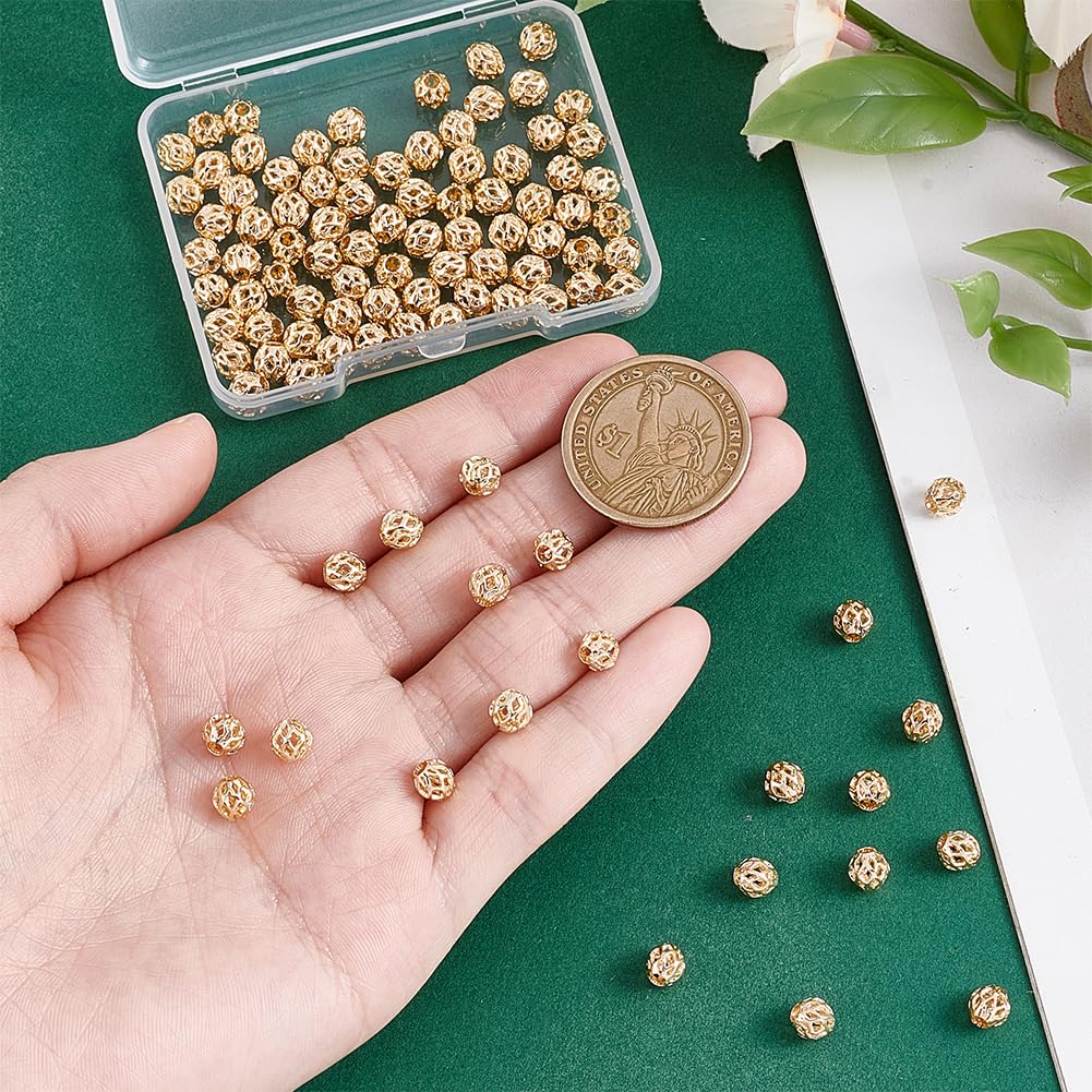 PH PandaHall Perline Placcate In Oro 18K, Perline Rotonde Da
