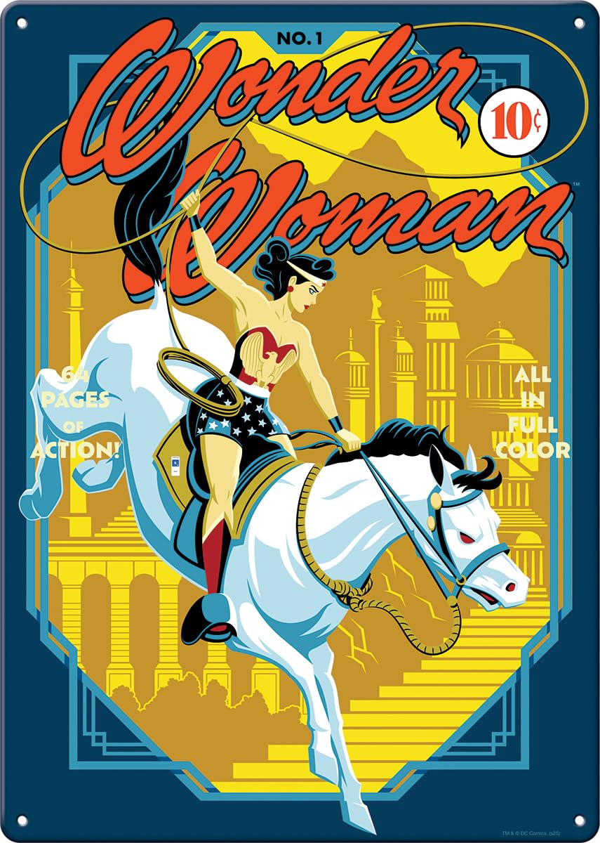 Ata-Boy DC Comics Wonder Woman Classic Metal Sign Size 11.5 Inch x 8.25 Inch