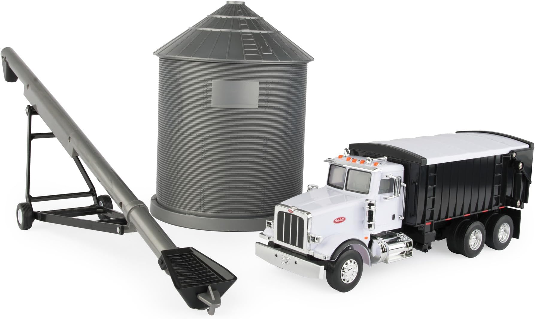 TOMY Big Farm Grain Harvesting Set and Peterbilt 367 Straight Truck - 1:32 Scale - Includes Grain Box, Grain Bin, and Auger - Farm Toys - Toddler Toys and Collectibles Ages 3 Years and Up