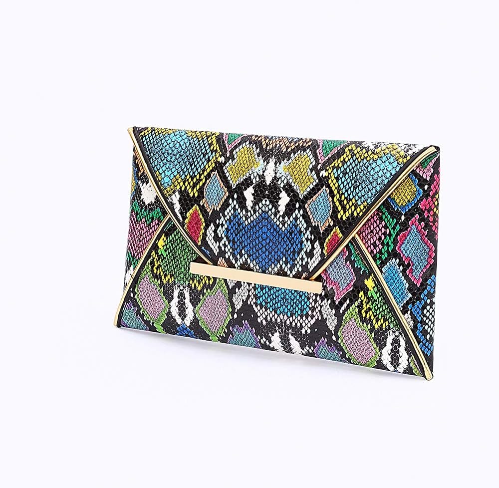 Newfancy Women Snakeskin Envelope Clutch Bag Crossbody Purses With Chains Evening Party Prom Shoulder Messenger Handbags - Image 3