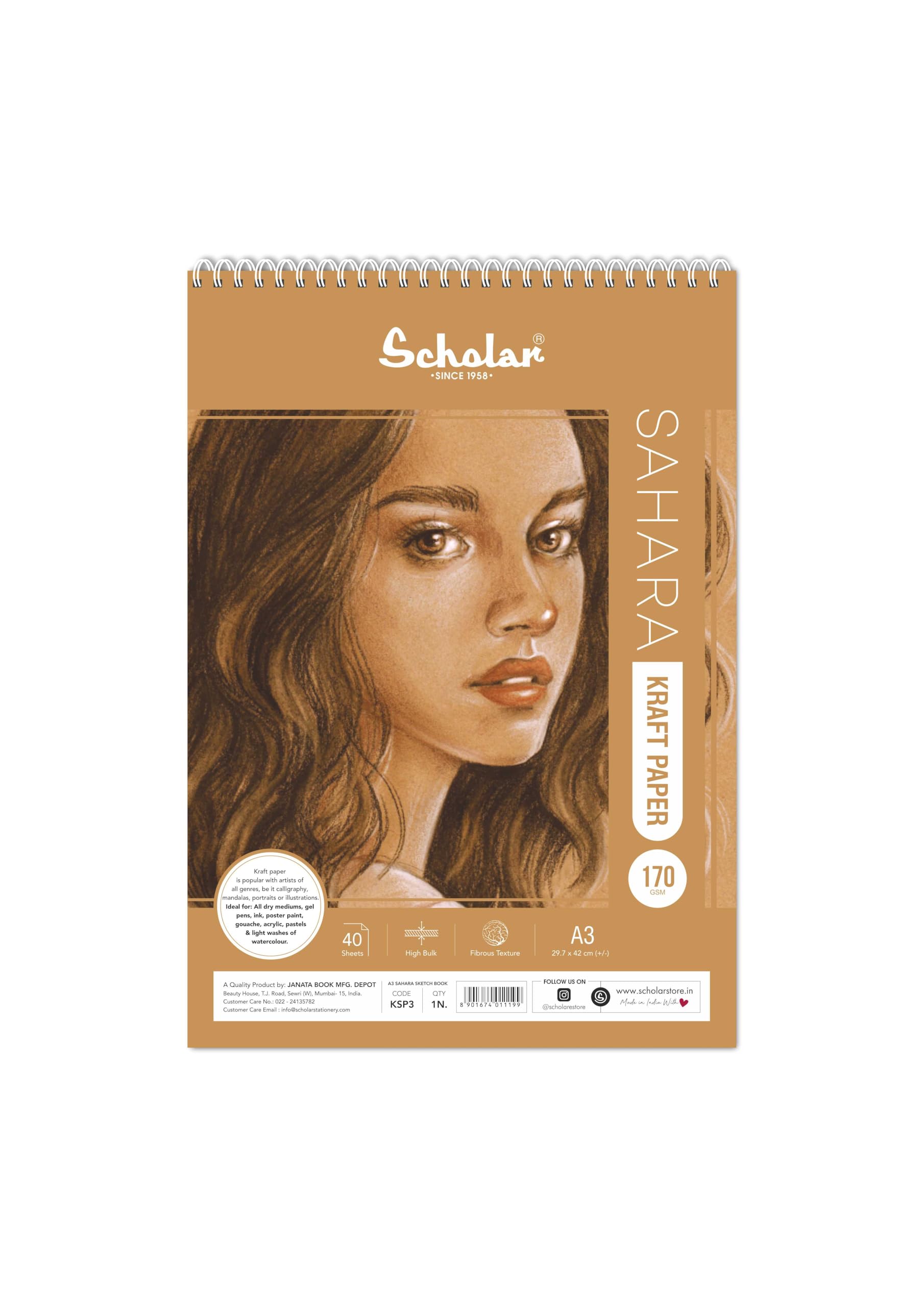 Scholar A3 170 GSM Kraft Paper Sketch Pad (40 Sheets) (B084TKR3X6) Amazon Price History, Amazon Price Tracker