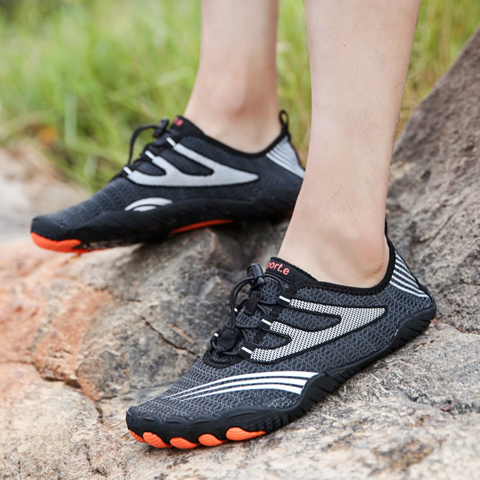 Zapatos Acuáticos Hombres Y Mujeres Sudan Descalzos, Bucean En La Playa, Nadan, Surfean Y Caminan Yoga En El Agua.(47 EU, Black)