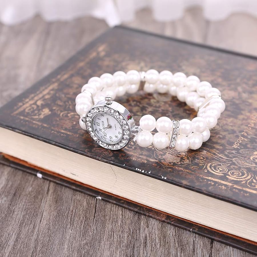 ruiruiNIE Orologio da Donna simulato con Strass di Perle Cinturino da Polso  Braccialetto Gioielli Regali Signora Elastico Universale Charms Decorazione  Orologio 1# : Amazon.it: Moda
