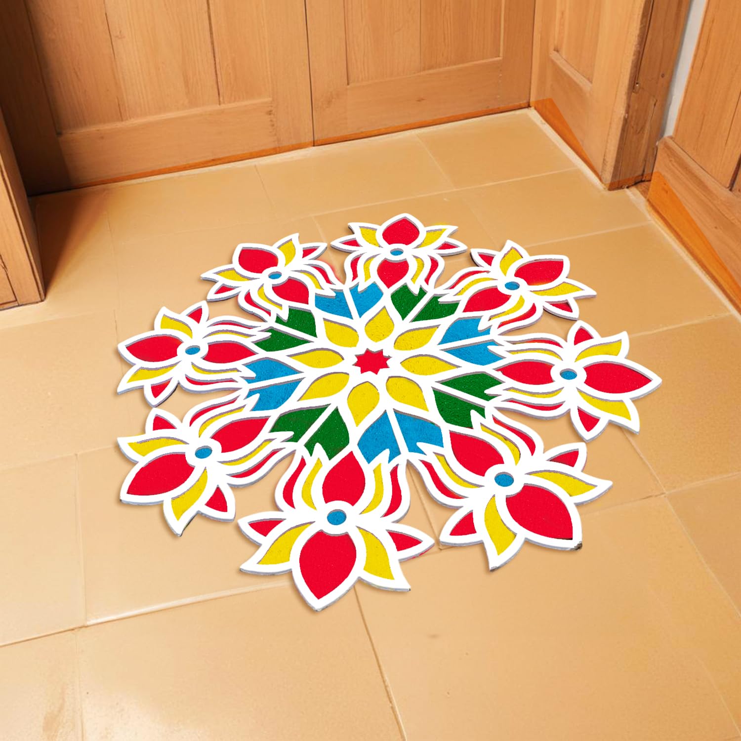 Party Propz Rangoli Mat for Decoration -1Pc with Rangoli Powder -4Pcs, Rangoli Mat- 18inch, Readymade Rangoli for Floor, Diwali Decoration Items for Home Decor, Navratri Decoration Items for Home(MDF) (B0CKLR8MHM) Amazon Price History, Amazon Price Tracker