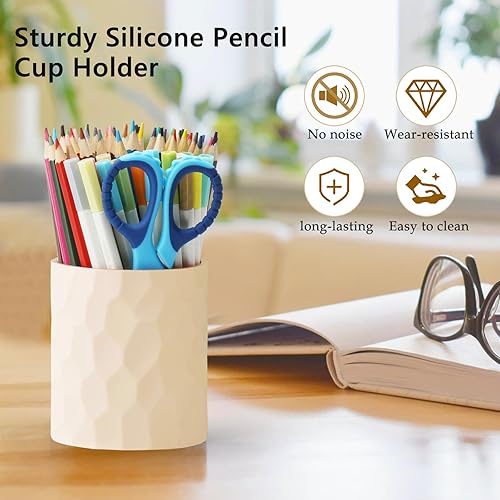 Miniatura 2 de Portalápices para escritorio, organizador de bolígrafos de silicona resistente de estilo nórdico, soporte para tazas de suministros de arte de