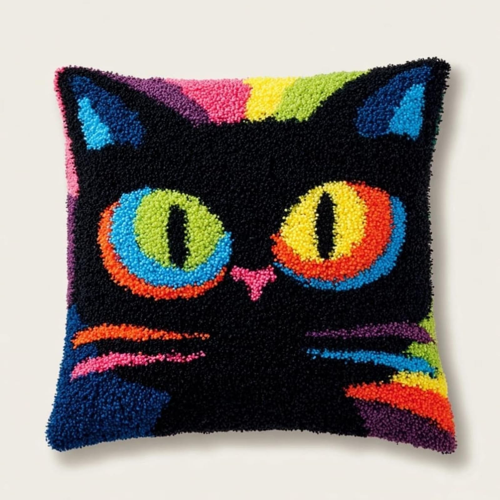 AxiangziK Beginners DIY Crochet Pillow Kit,Cute Black cat