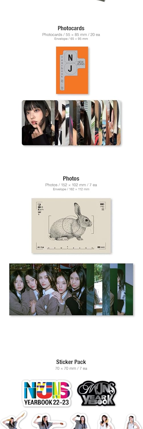 NewJeans Yearbook 22-23 Photo Bundle+Bunnies Camp photobook+Handbook+Letters to Bunnies+Polaroid Book+Photo zine+Photocard+Photo+Sticker+Digital Code+Index Sticker+Tracking Sealed New Jeans