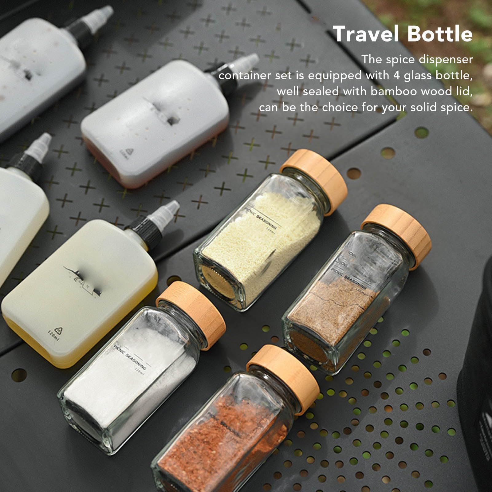 Camping Spice Kit, Contenedores De Especias para Acampar De Tela Oxford, Paquete Separado Bolsa De Especias De Viaje Portátil, Set De Contenedores De Condimentos