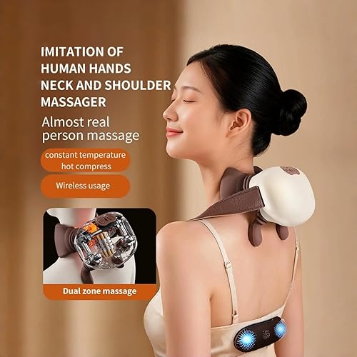 Miniatura 5 de yuelans Bionic - Masajeador térmico portátil, masajeador shiatsu de cuello y espalda, masaje eléctrico de tejido profundo 4D, diseño de mano humana