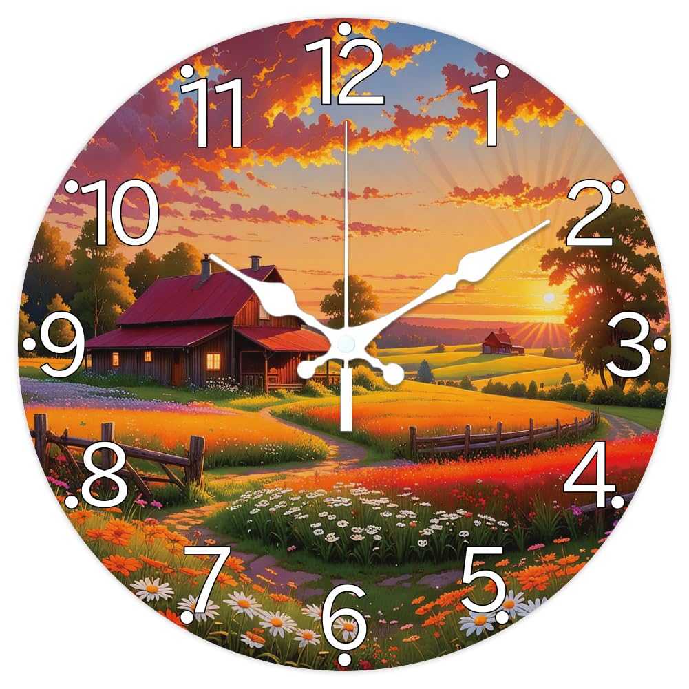 Horloge Murale de Jardin 12 Pouces sans Tic-Tac pour Supprimer les Bruits de Salon