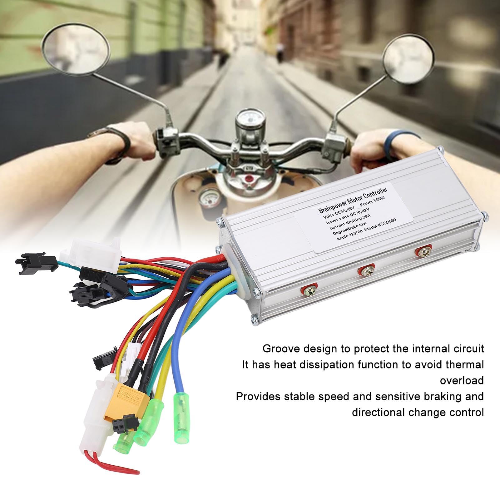 FILFEEL Contrôleur de Moteur sans Balais pour Vélo électrique 500W 36V 48V, avec Boîtier en Aluminium pour Balade
