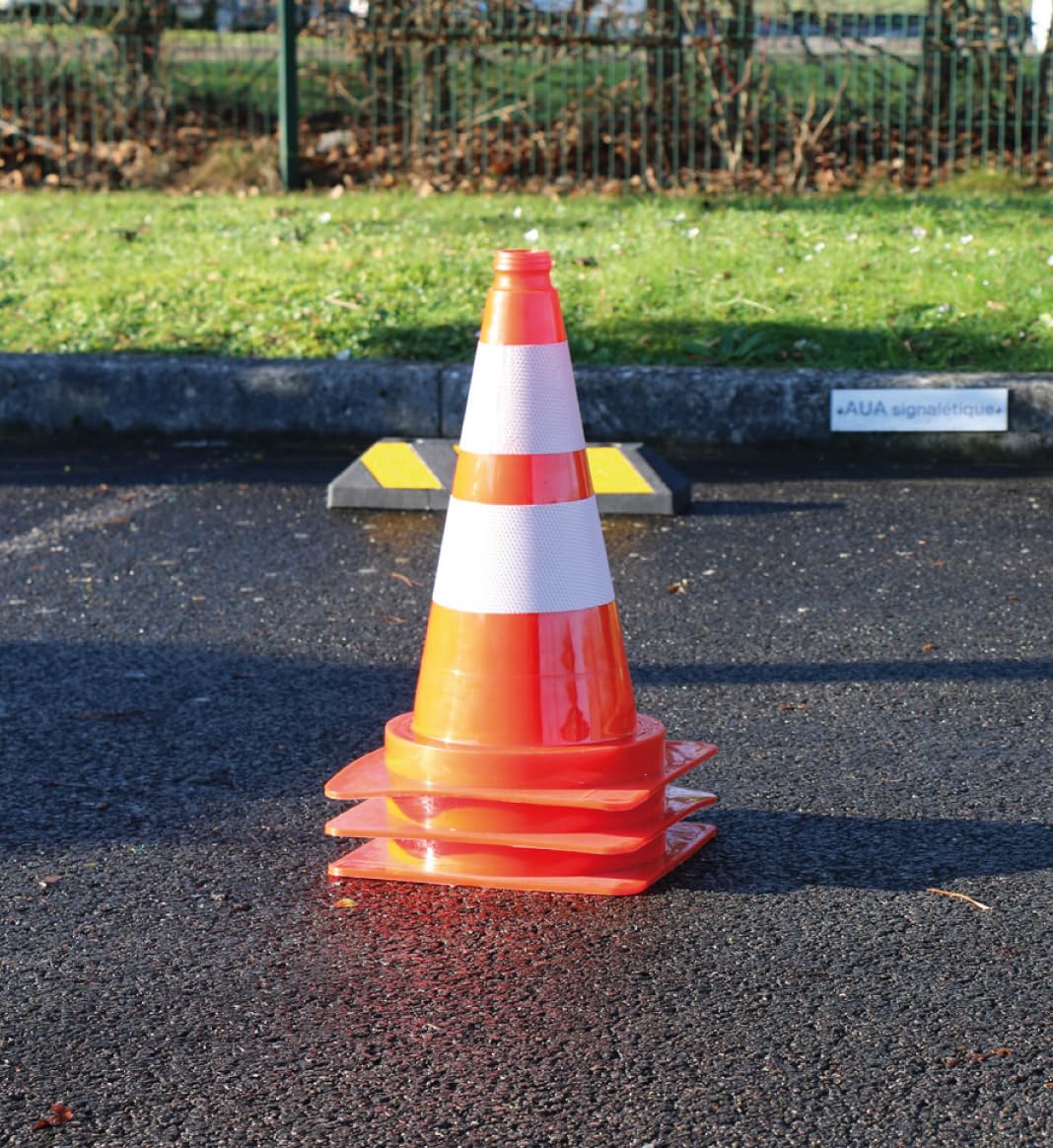 AUA SIGNALETIQUE - Cône De Signalisation Réfléchissant Classe 2 - Hauteur 50 cm - Base Non lestée - Cône de sécurité Chantier K5A (4)