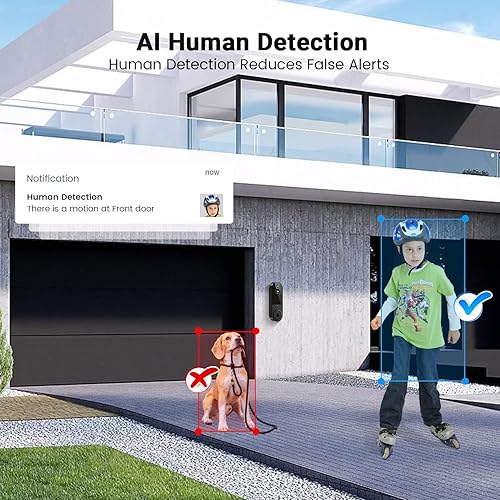 Miniatura 2 de Cámara de timbre de video inalámbrico 1080P, visión nocturna, detección inteligente de inteligencia artificial, audio bidireccional, soporte Wi-Fi