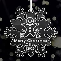 Vista 1 de Bolas de Navidad personalizadas para árbol de Navidad, decoraciones acrílicas de hombre de jengibre, adornos de Navidad, regalo de recuerdo