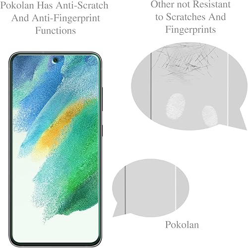 Miniatura 4 de Pokolan Paquete de 3 protectores de pantalla para Samsung Galaxy S21 FE 5G, vidrio templado, desbloqueo de huellas dactilares, antiarañazos, sin