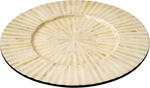 Miniatura 3 de Artera Charger - Juego de 2 platos decorativos de madreperla para exhibición, cargadores de madera para platos llanos