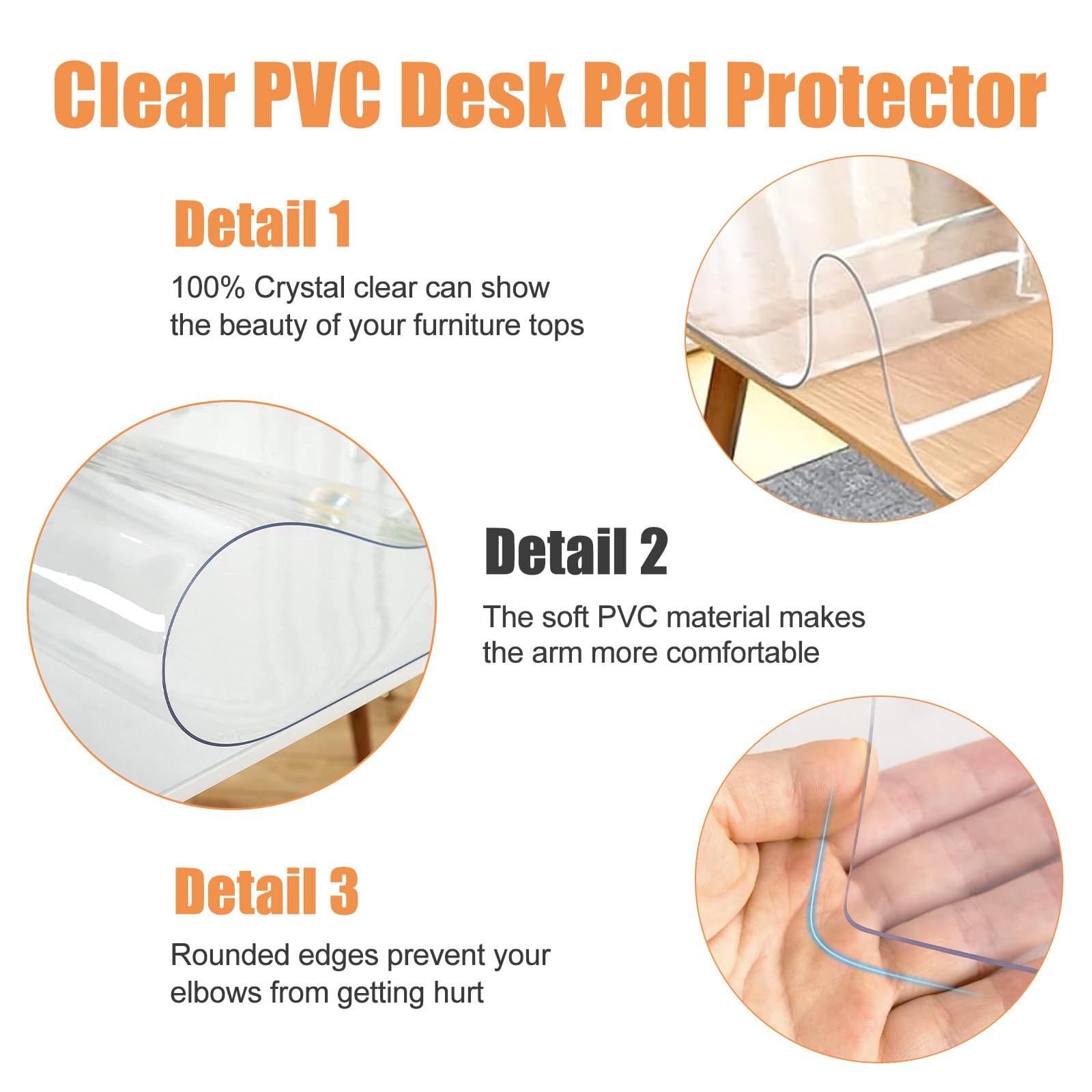 TSKDKIT Tapis de protection de bureau transparent en PVC 100 x 50 cm Sous-main Antidérapant, Imperméable, avec Bords Arrondis, Tapis Ordinateur pour bureau, maison, table d'écriture