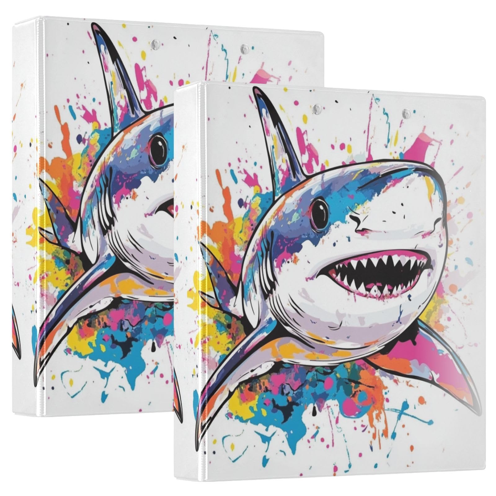 Raccoglitori da 1 e mezzo pollice per la scuola Cartoon Cute Graffiti Blue Shark