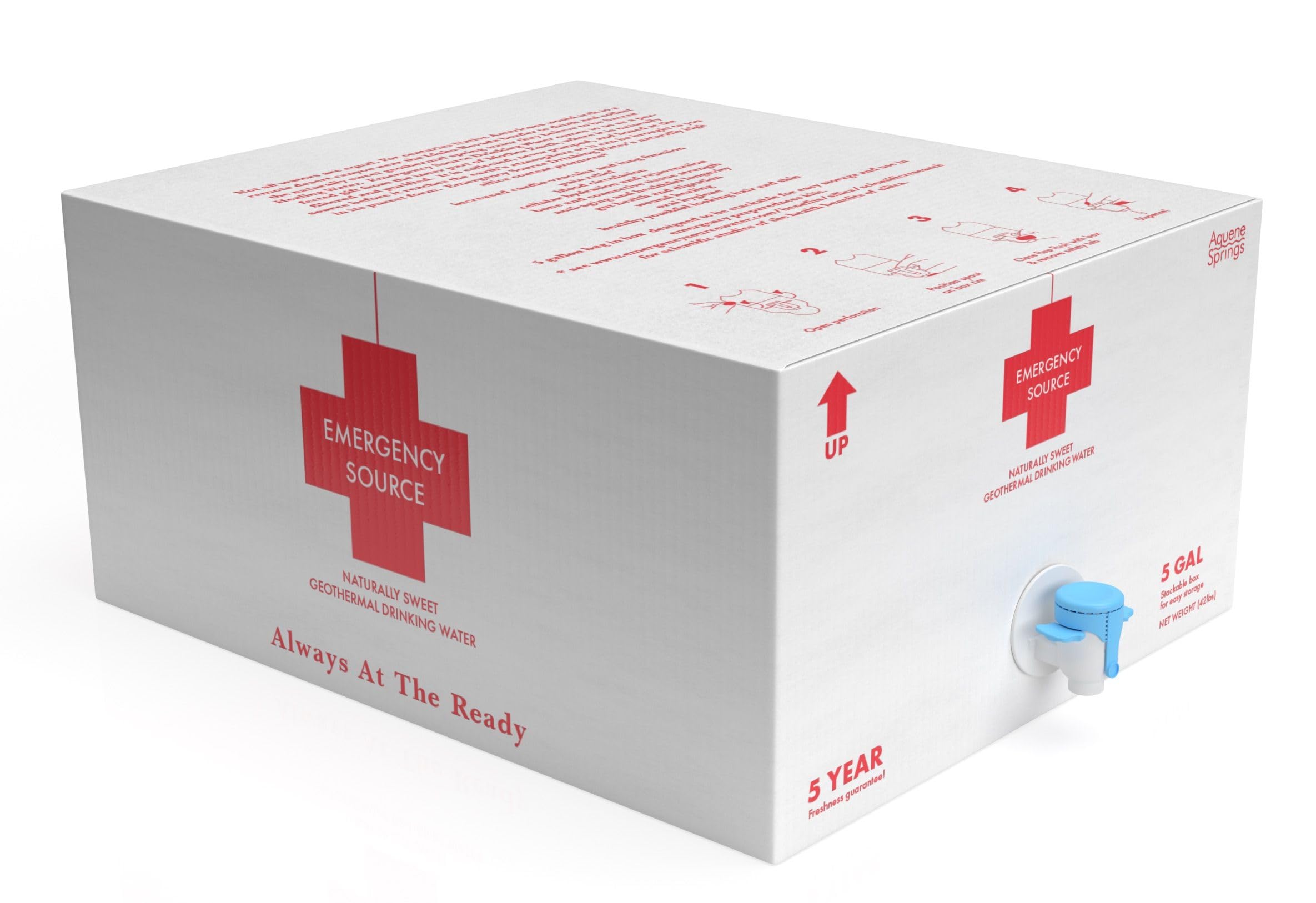 Aquene SpringsEmergency Source Water, Bag-in-Box, Geothermal Source Water, Naturally Filtered and Purified, Free of Glyphosate, and PFAs - High Silica Content, Deuterium Depleted, Balanced pH 8.7