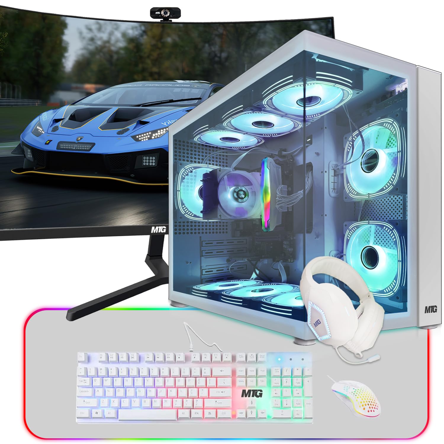 MTG Khuno Gaming Tower PC- Intel Core i5-8th Gen, GTX 1660S 6GB 192bits, 16GB ARGB Ram, 256GB Nvme, 27 Inch Curve Monitor, Gaming Kit Combo, Webcam,