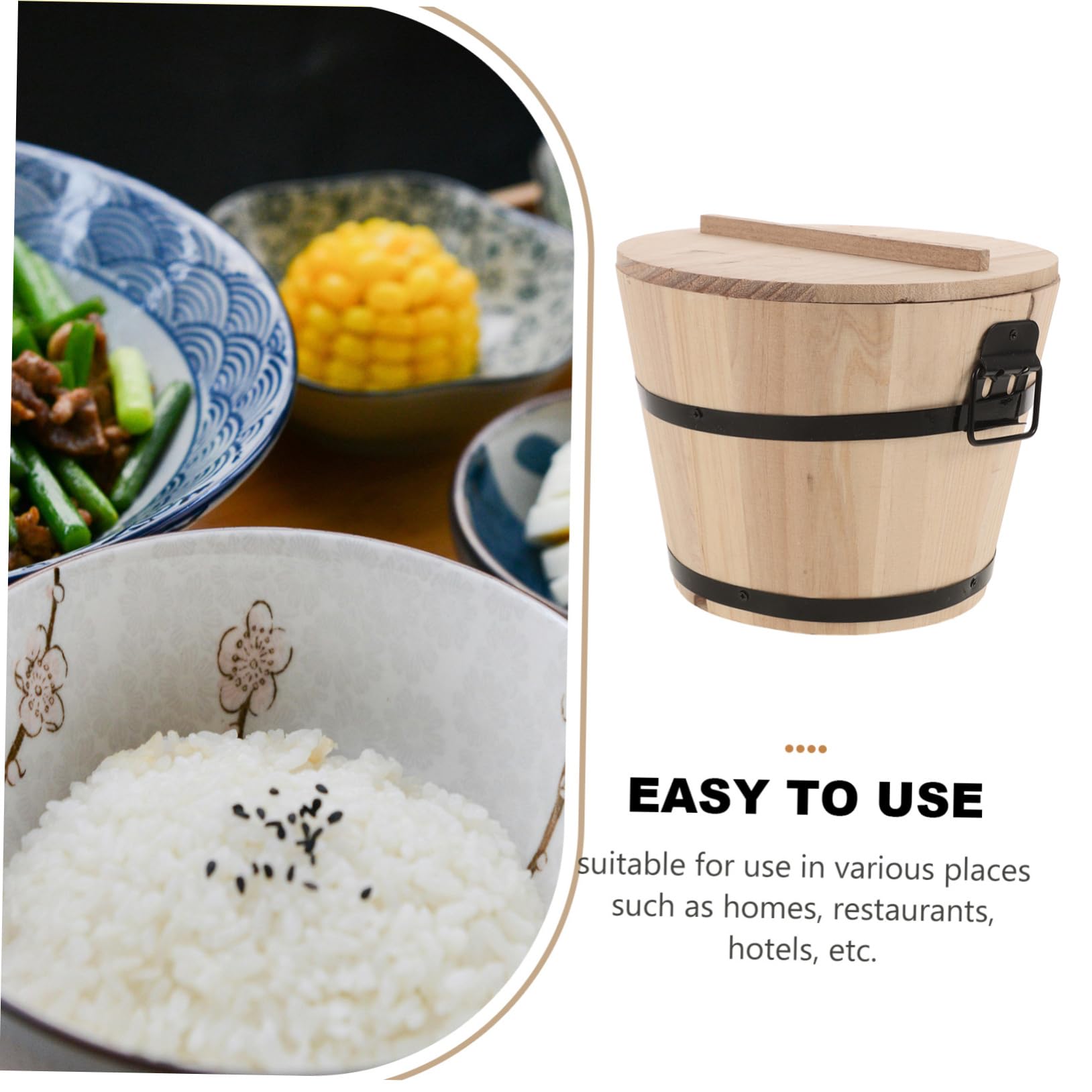 VICASKY Holzeimer Mit Edelstahl Innenbehälter 18cm - Reis Dampf Eimer Für Sushi