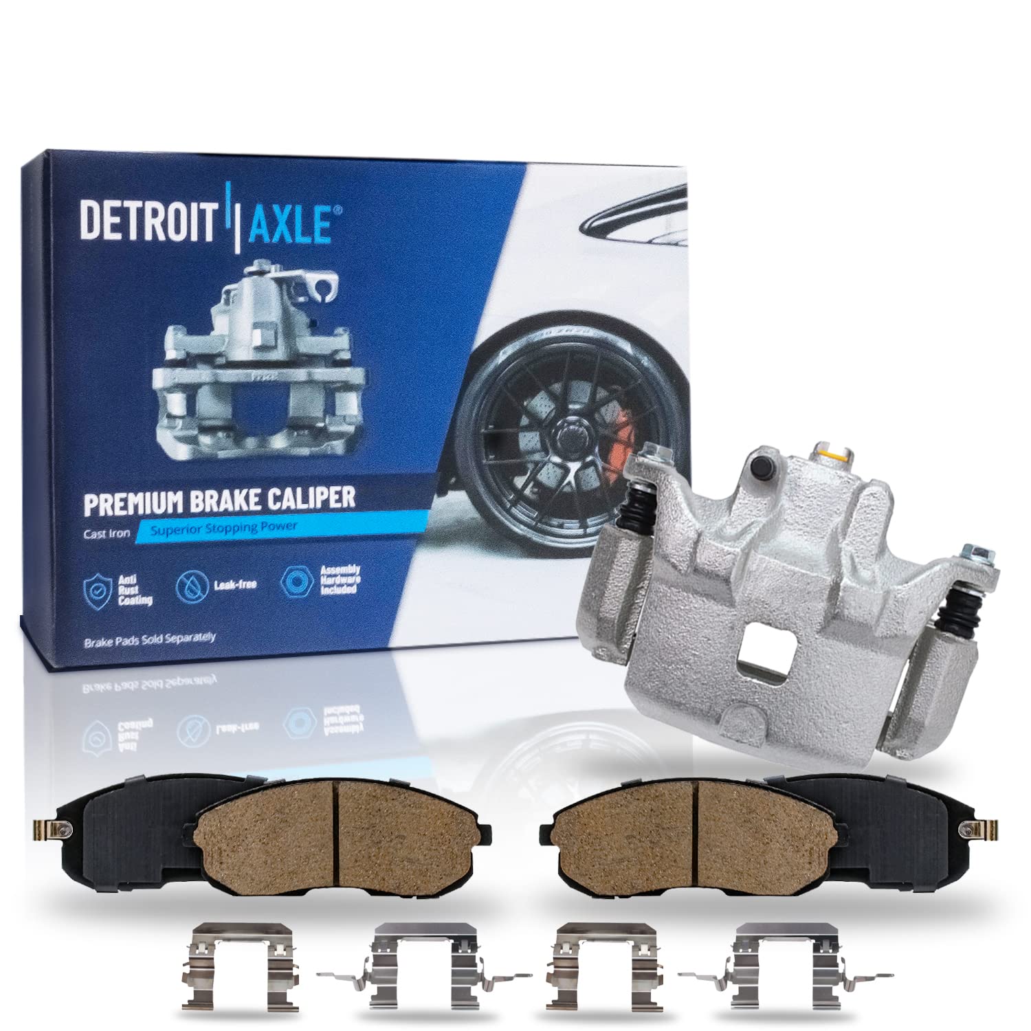 Detroit Axle - Front Passenger Side Brake Caliper Ceramic Brake Pads