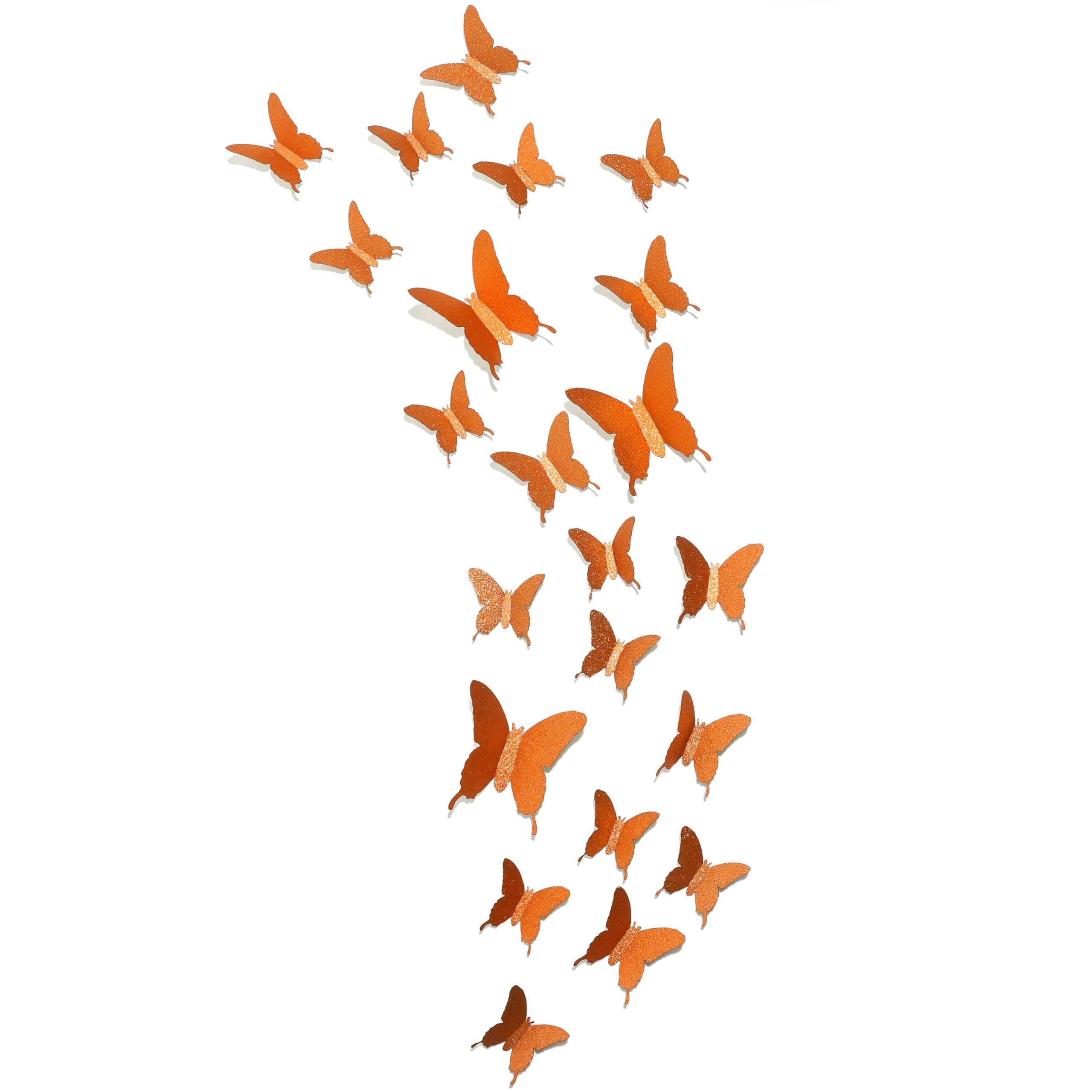 Glitter 3DButterfly Wall Stickers Orange