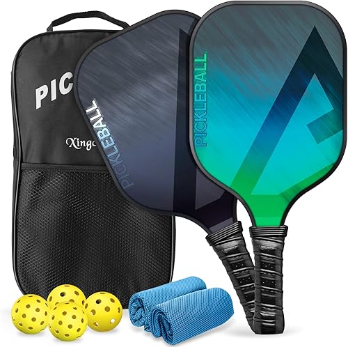 Juego de 2 palas de pickleball ligeras, juego de raquetas de pickleball ligeras con 2 paletas, 4 bolas de pickleball, 2 toallas refrescantes, 1