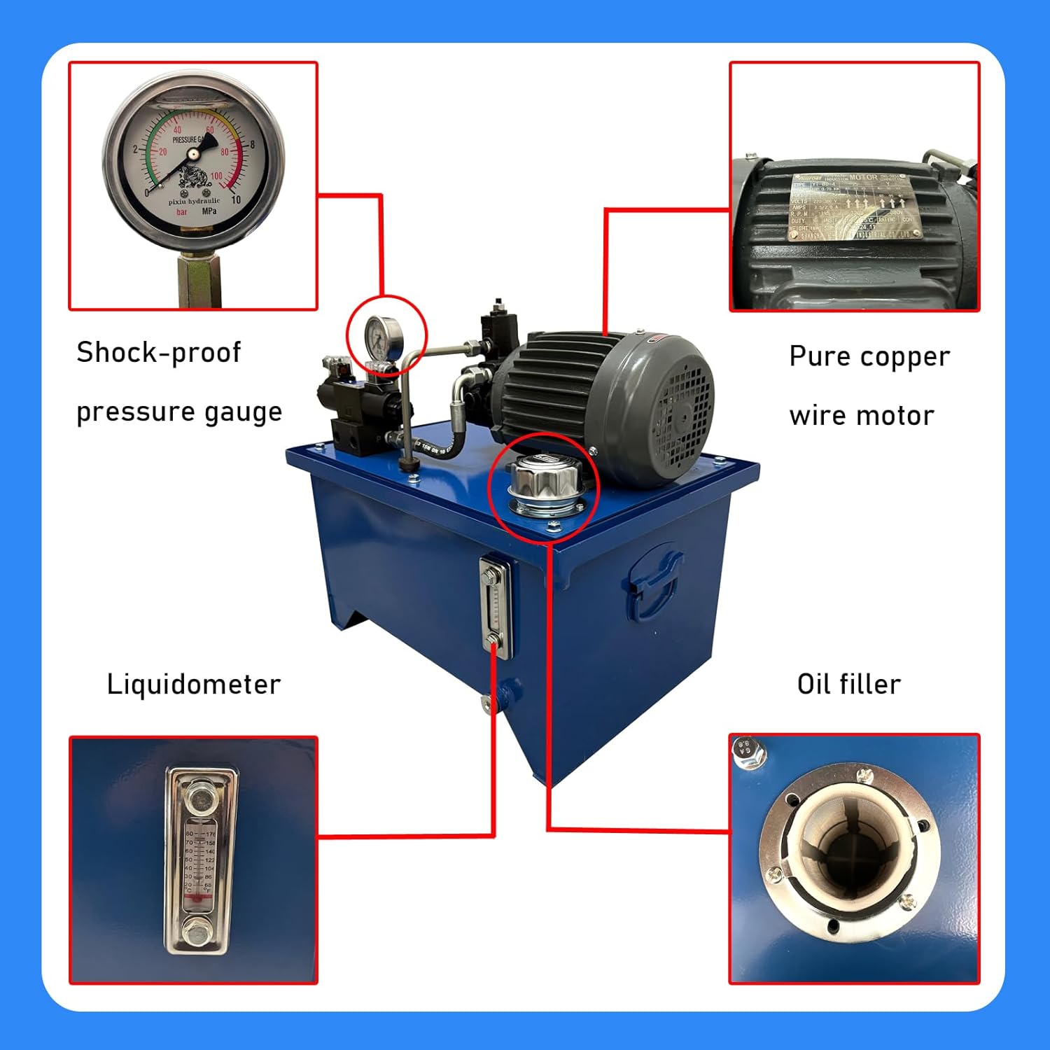 Small Hydraulic System Pump Station Small Hydraulic Power 40L Tank Capacity 220V 750W Three-Phase