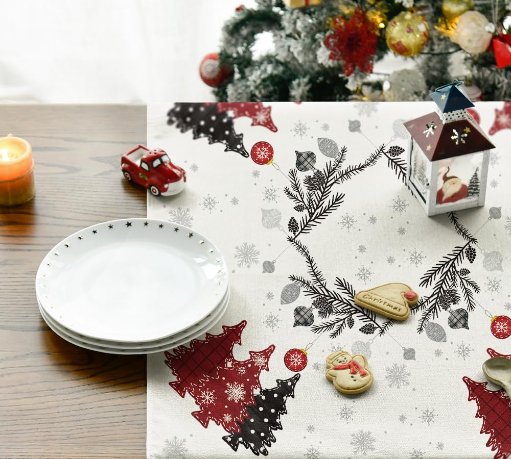 Set De Table Noel Artoid Mode Nappe De Noël En Pin Rouge, Motifs De Noël, Linge De Table D' Hiver, Cuisine, Décoration Intérieure, Vacances, Décoration De Fête, 100 X 100 Cm Nappe Rose