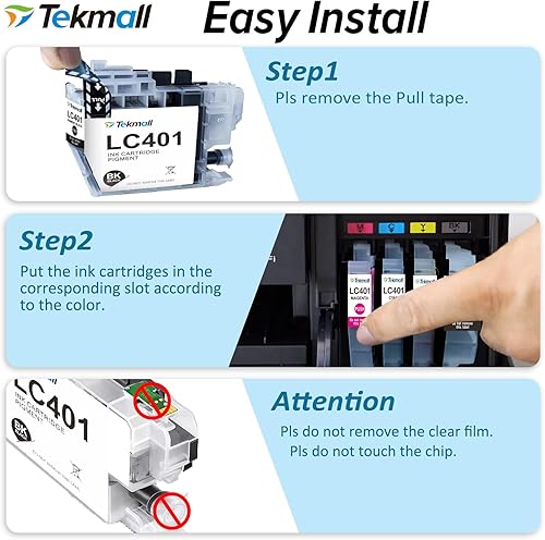 Miniatura 3 de Cartuchos de tinta compatibles LC401 LC401XL LC401 XL para impresora Brother MFC-J1010DW MFC-J1012DW MFC-J1170DW, chip más reciente en noviembre de