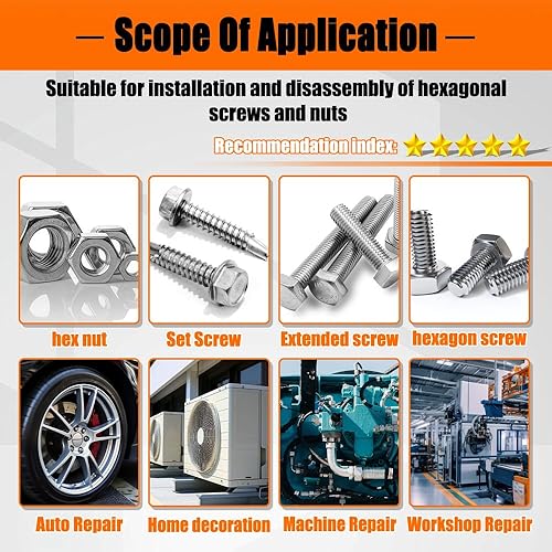 Miniatura 7 de Juego de dados de impacto de 12 pulgada, 3 piezas métricas (17, 19, 0.827 in), juego de llaves de impacto de 6 puntos, juego de llaves de impacto