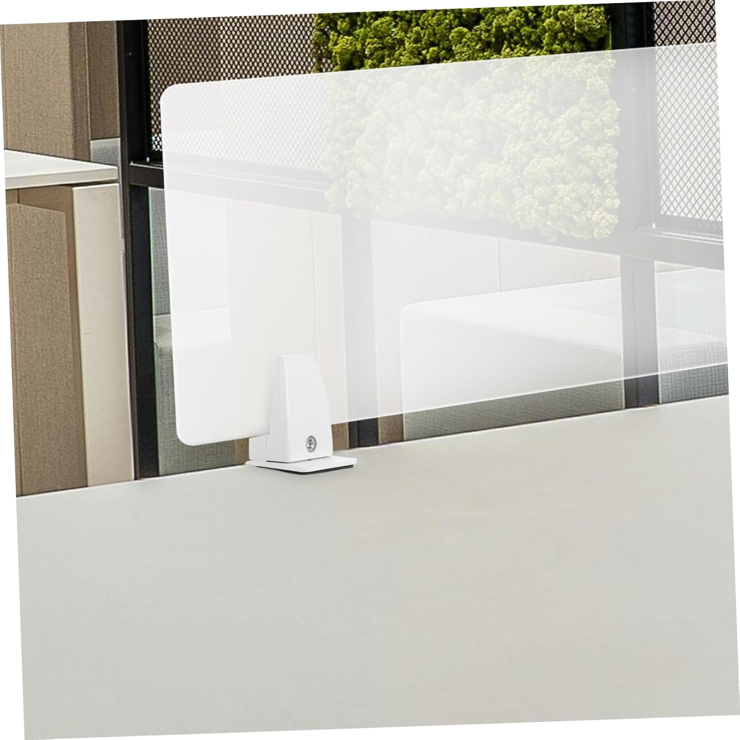 HOMSFOU 4pcs Adjustable Desk Divider Clamp for Privacy Panels Sturdy Sneeze Guard Support Bracket for Office Partitions and Desktop Shields Soft White