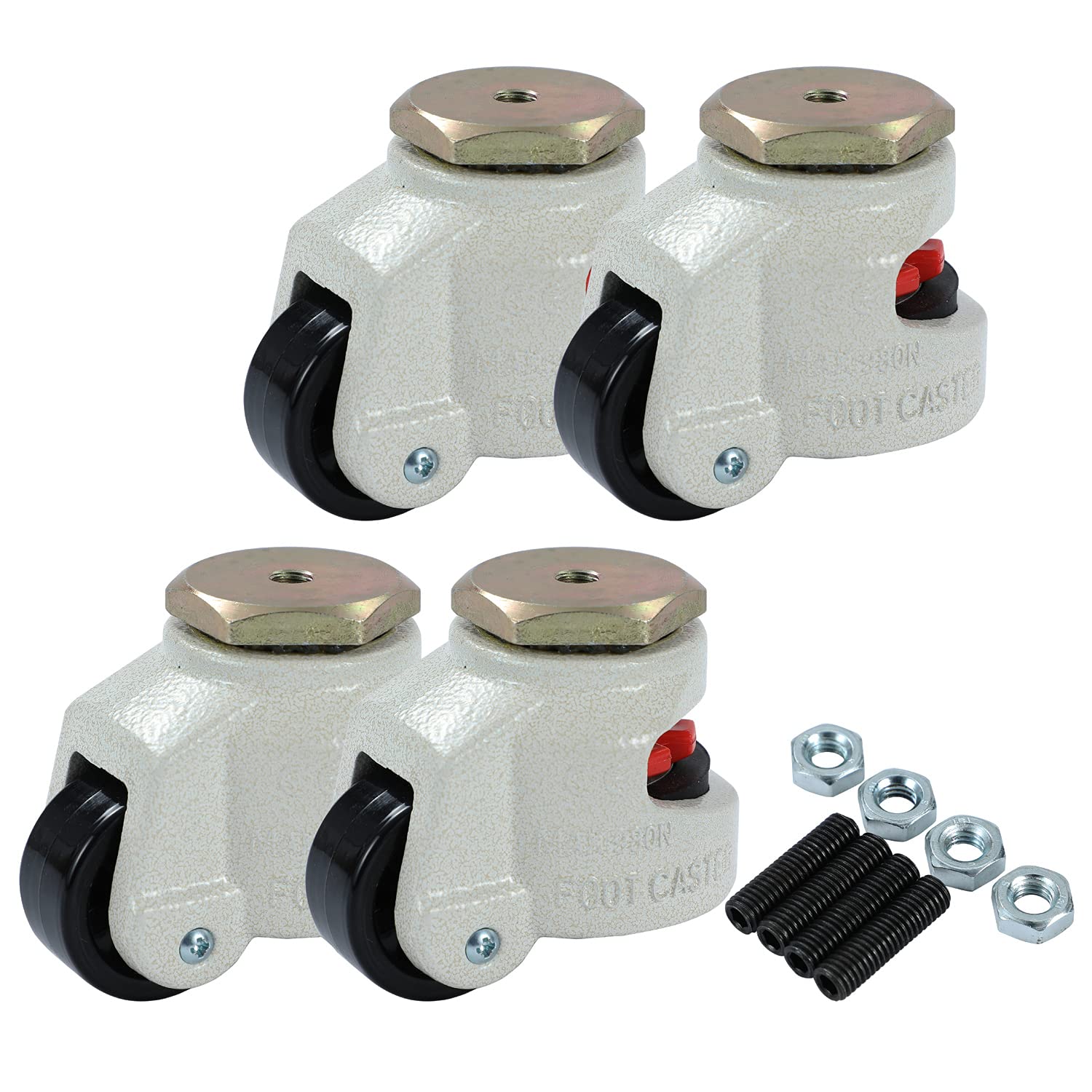 Heavy Duty Wheels Set 4pcs KATSU Juego de 4 Ruedas Giratorias para Trabajo Pesado, Ruedas Giratorias de Nivelación Móviles GD-100S para Máquina Retráctil Maquinaria Pesada Mesa (Silver, 40S)