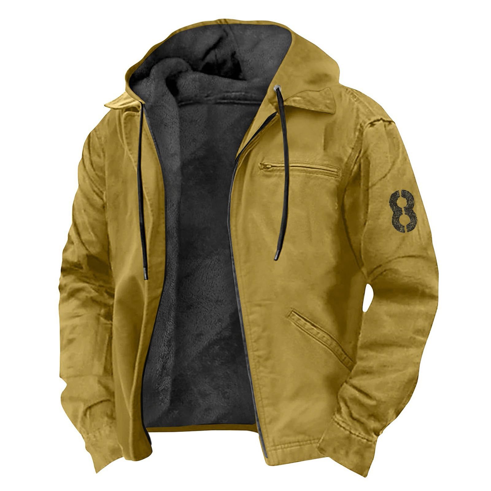 Winterjacke Herren Warm Gefüttert Fleecejacke Winddicht Outdoorjacke | Herren Winter Jacke Mit Kapuze Zipper Arbeitsjacke Vielen Taschen Winterjacken Kapuzenjacke Freizeit Outdoor Mantel Männer