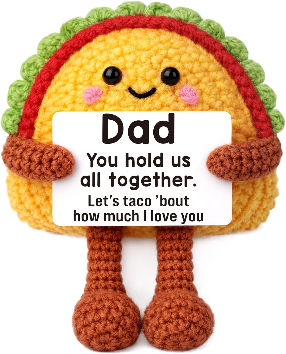 Mini Birthday Gift for Dad from Daughter Son Wife Positive Crochet Taco