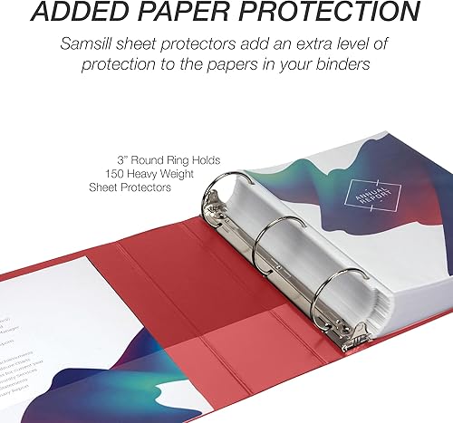Vista 157 de Samsill (MP128587) - Carpeta de 3 anillos redondos de 3 pulgadas, fabricada en los EE. UU., con cubierta transparente personalizable para insertos