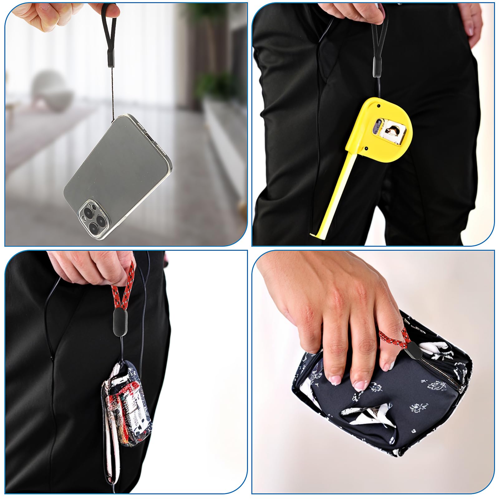 Mabor 12 Stück Schlüsselband Kurz, Schlaufen Lanyard Kamera Kette Schlüsselanhänger Schlaufe Handyband Kurz Handschlaufe Finger Nylon Handschlaufe für Schlüssel Lanyard Brieftasche Handy | Tragbares, kurzes Umhängeband, farbige Fingerriemen für Handyhülle